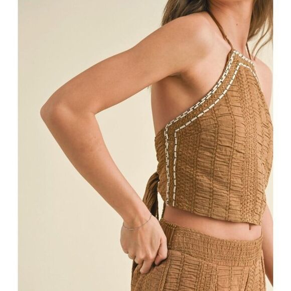 Eyelit Halter Tank Top Miou Muse - Picture 2 of 10